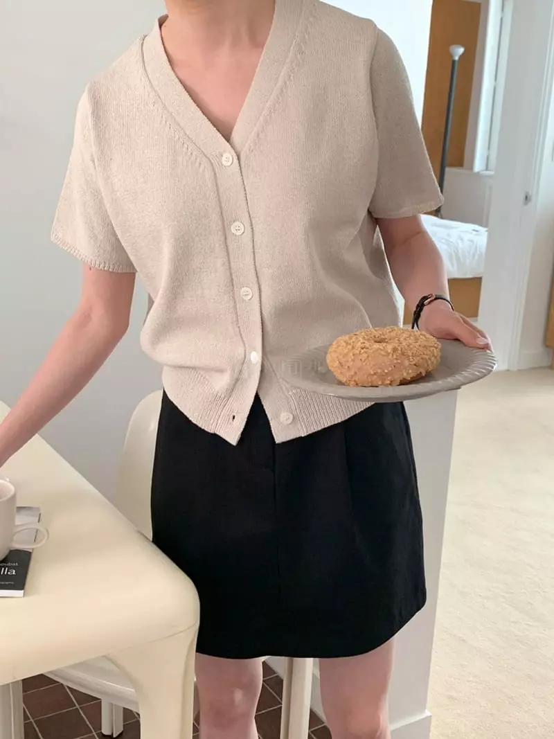 Sunday - Korean Women Fashion - #womensfashion - Short Sleeves Cardigan - 2