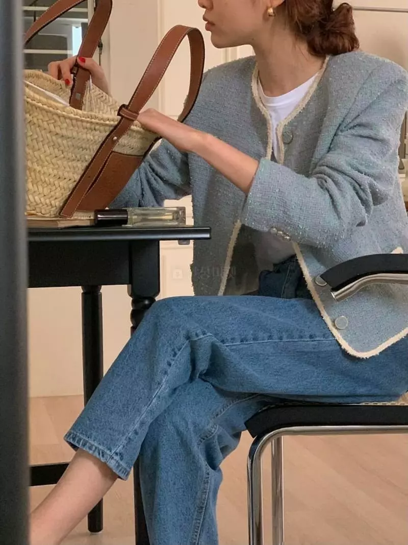 Tacit - Korean Women Fashion - #momslook - Tape Twid Jacket - 3