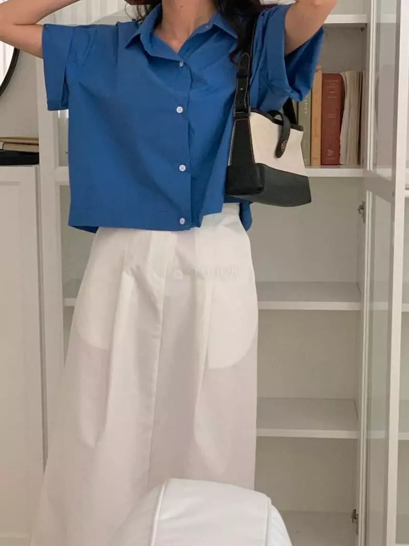 Tacit - Korean Women Fashion - #momslook - Crop Shirt