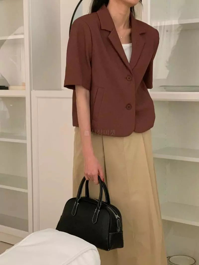 Tacit - Korean Women Fashion - #momslook - Mont Short Sleeves Jacket - 3