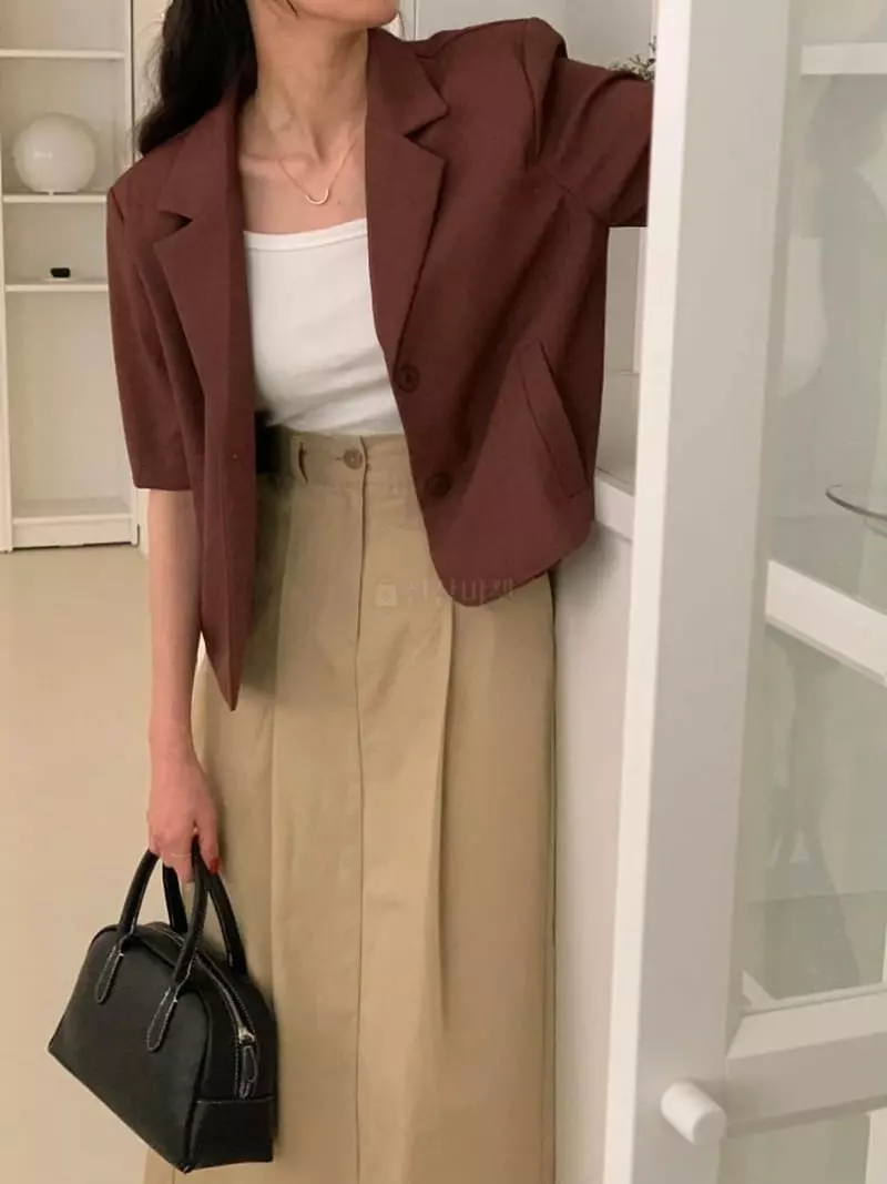 Tacit - Korean Women Fashion - #momslook - Mont Short Sleeves Jacket - 4