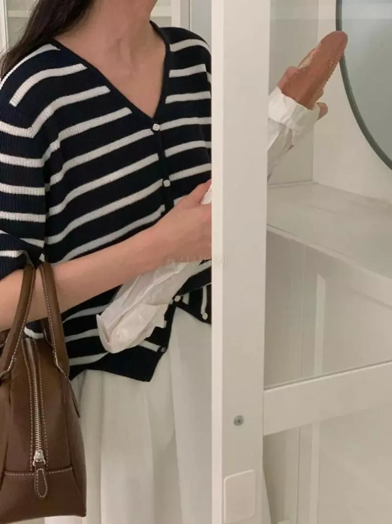 Tacit - Korean Women Fashion - #pursuepretty - Stripes Cardigan
