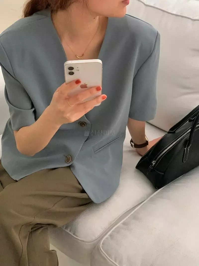 Tacit - Korean Women Fashion - #restrostyle - No Collar Jacket