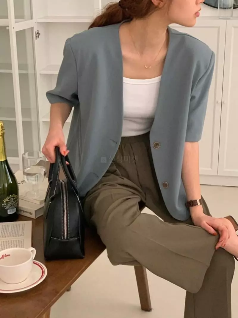 Tacit - Korean Women Fashion - #shopsmall - No Collar Jacket - 4