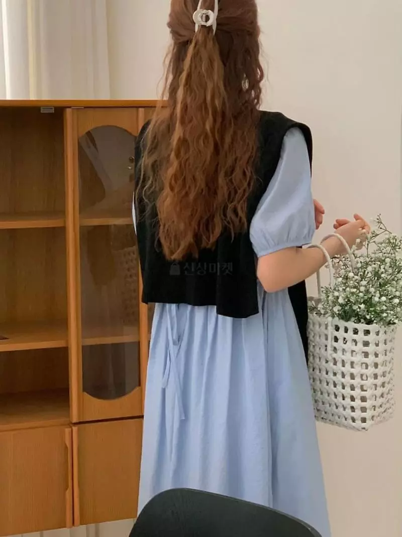 Tacit - Korean Women Fashion - #womensfashion - Short Sleeves Back String One-piece - 2