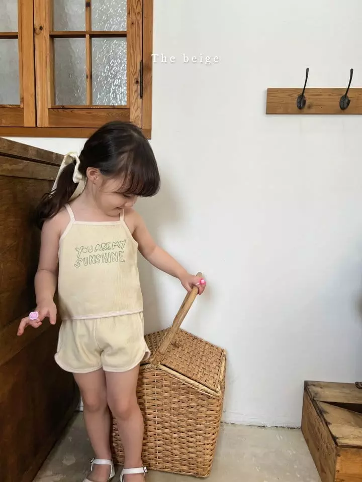 The Beige - Korean Children Fashion - #Kfashion4kids - Waffle Sleeveless Top Bottom Set - 6