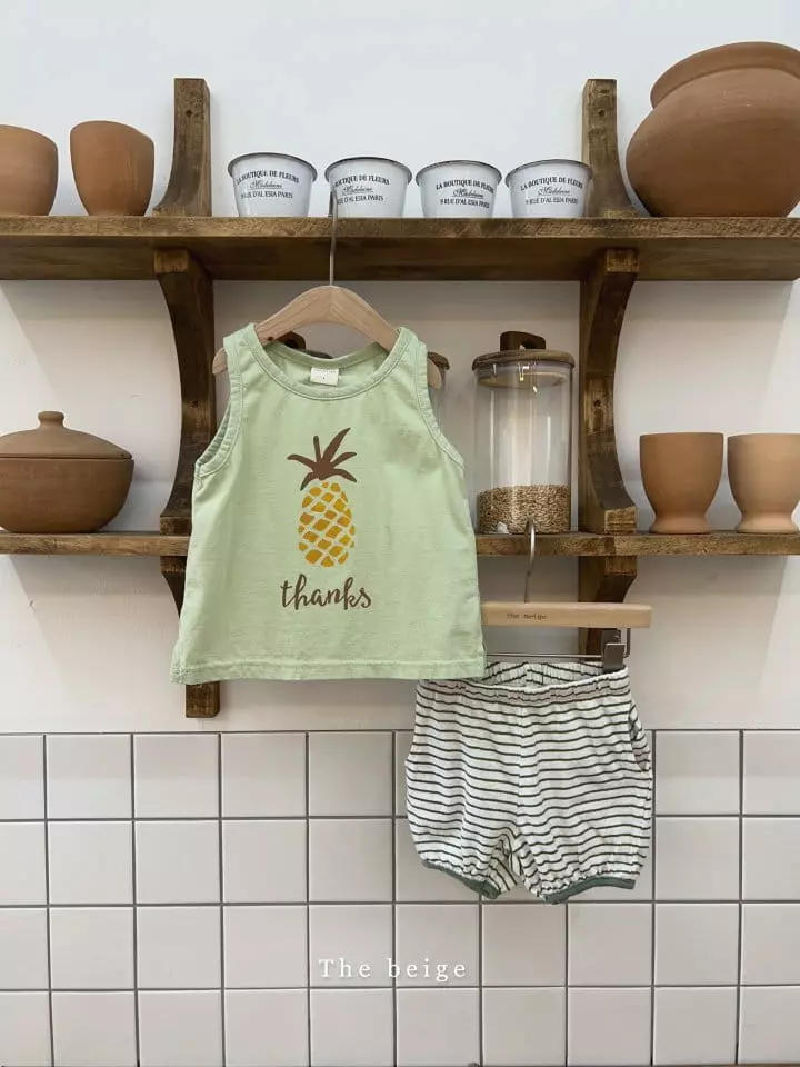 The Beige - Korean Children Fashion - #designkidswear - Pineapple Sleeveless Top Bottom Set