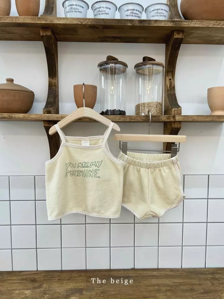The Beige - Korean Children Fashion - #discoveringself - Waffle Sleeveless Top Bottom Set