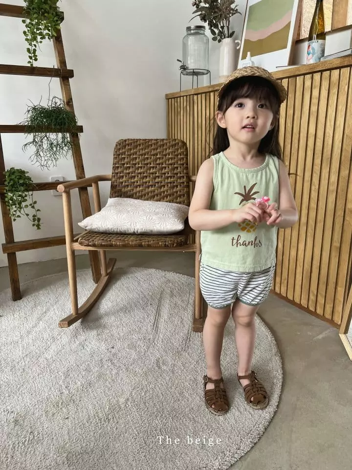 The Beige - Korean Children Fashion - #fashionkids - Pineapple Sleeveless Top Bottom Set - 3