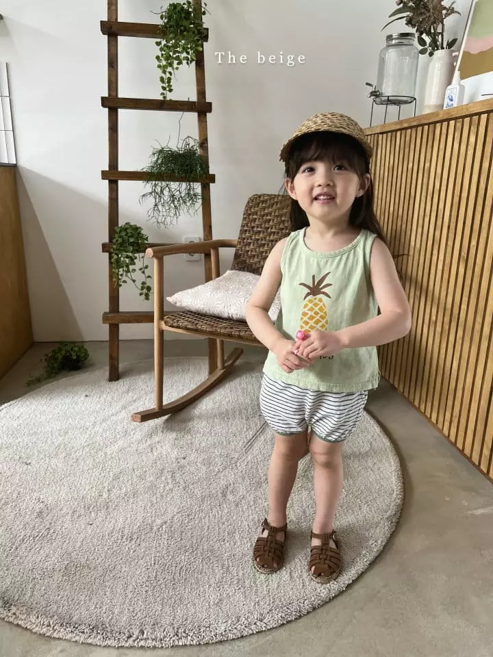 The Beige - Korean Children Fashion - #fashionkids - Pineapple Sleeveless Top Bottom Set - 4