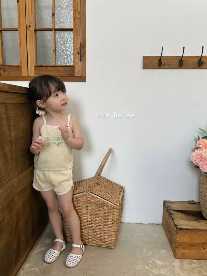 The Beige - Korean Children Fashion - #kidsshorts - Waffle Sleeveless Top Bottom Set - 3