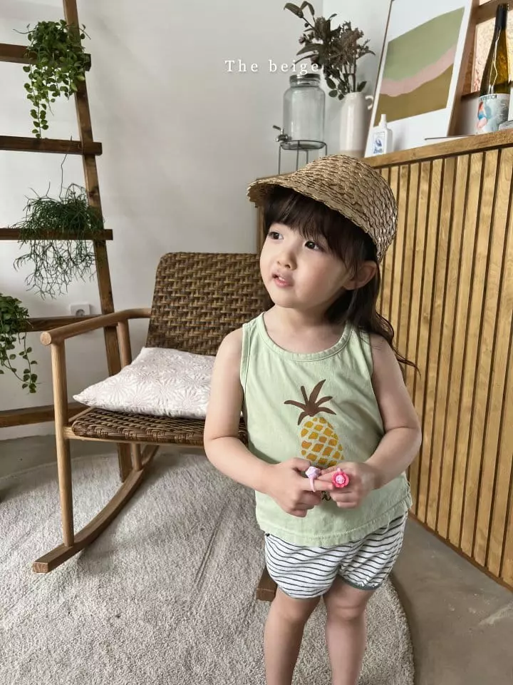 The Beige - Korean Children Fashion - #kidsstore - Pineapple Sleeveless Top Bottom Set - 5