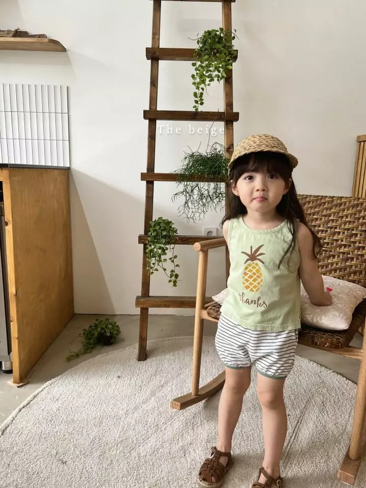The Beige - Korean Children Fashion - #kidzfashiontrend - Pineapple Sleeveless Top Bottom Set - 6