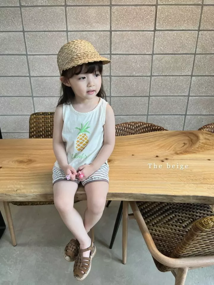 The Beige - Korean Children Fashion - #littlefashionista - Pineapple Sleeveless Top Bottom Set - 8