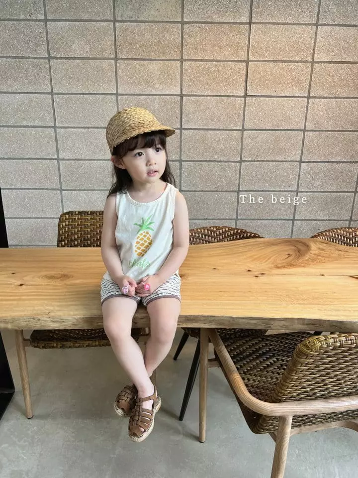 The Beige - Korean Children Fashion - #minifashionista - Pineapple Sleeveless Top Bottom Set - 10
