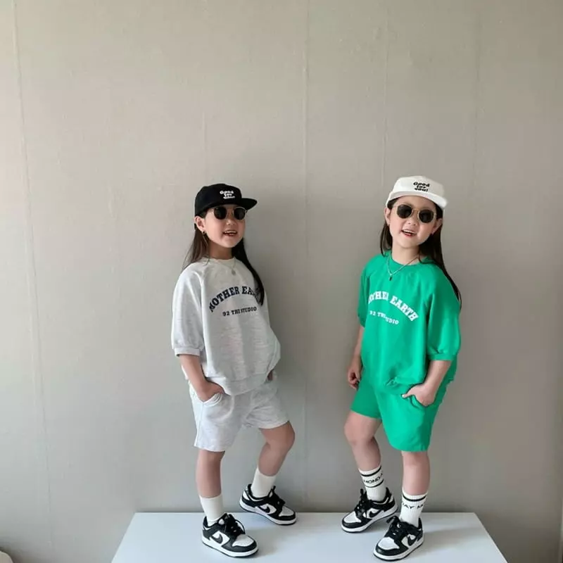 The Grey - Korean Children Fashion - #Kfashion4kids - Half Half Top Bottom Set - 5