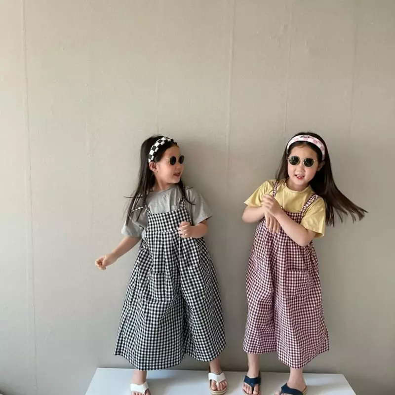 The Grey - Korean Children Fashion - #childofig - Check Overalls - 2