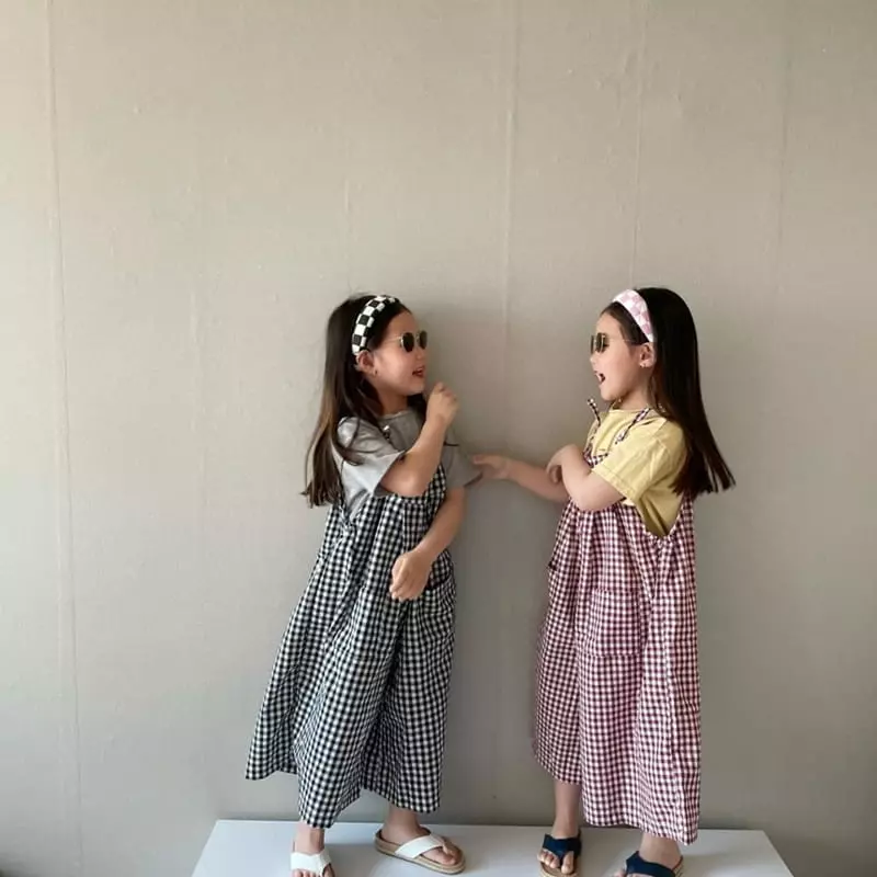 The Grey - Korean Children Fashion - #childrensboutique - Check Overalls - 3