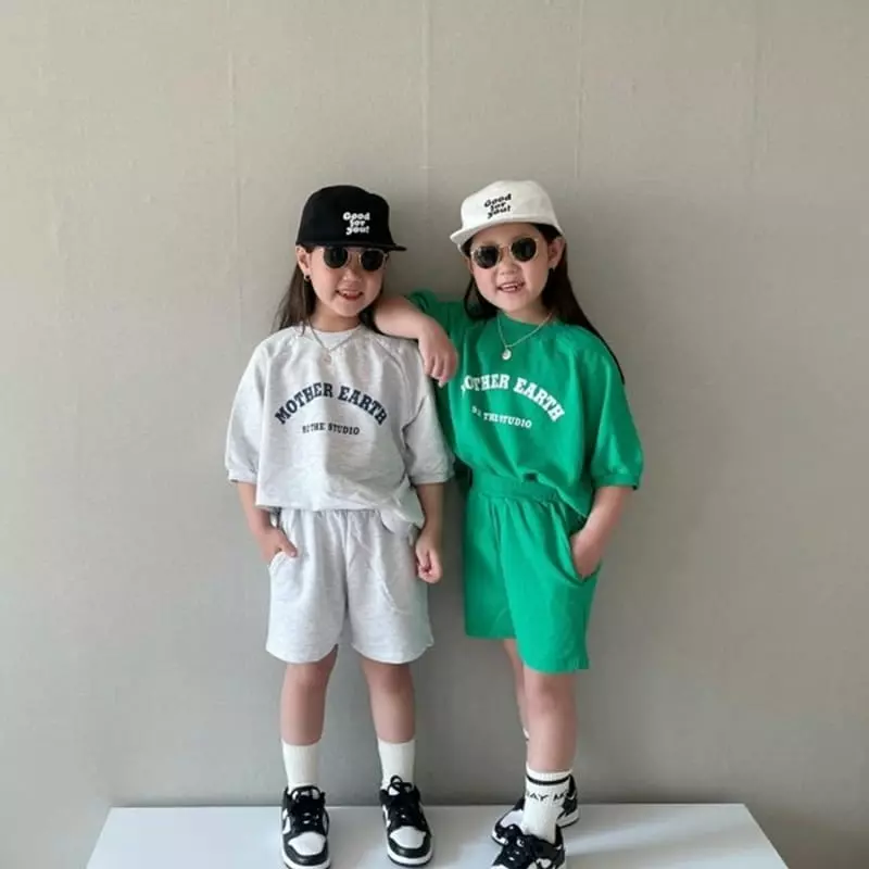 The Grey - Korean Children Fashion - #fashionkids - Half Half Top Bottom Set