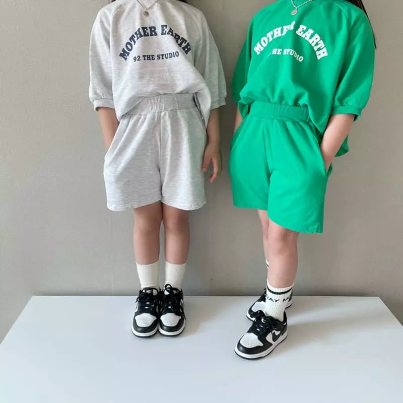 The Grey - Korean Children Fashion - #kidsshorts - Half Half Top Bottom Set - 2