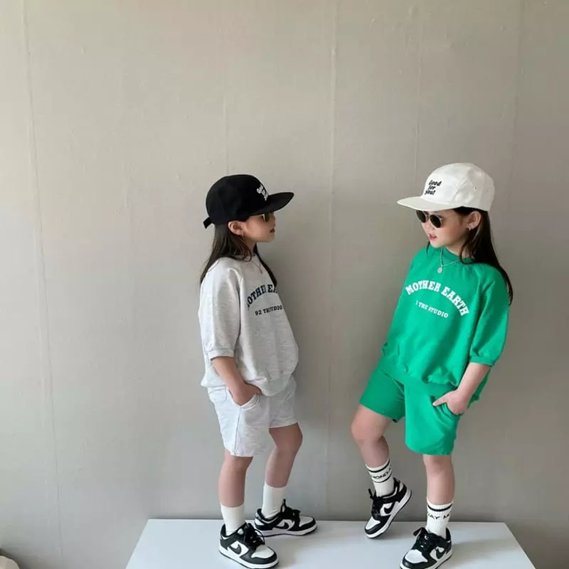 The Grey - Korean Children Fashion - #kidsstore - Half Half Top Bottom Set - 4
