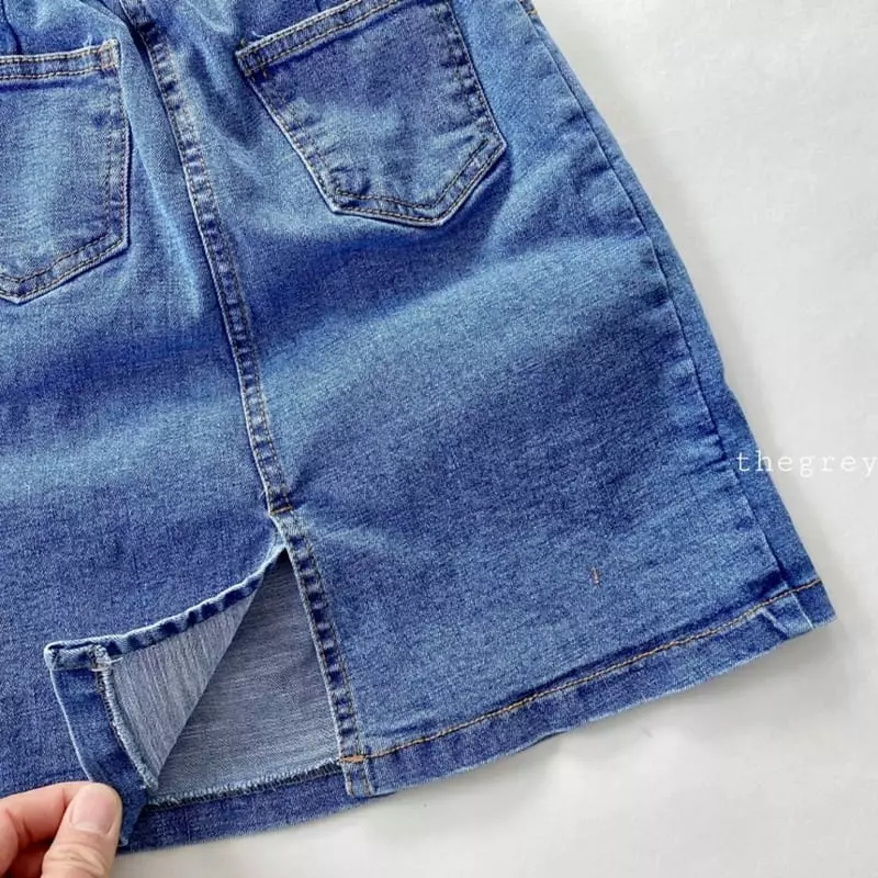 The Grey - Korean Children Fashion - #stylishchildhood - Pappy Denim Skirt - 12