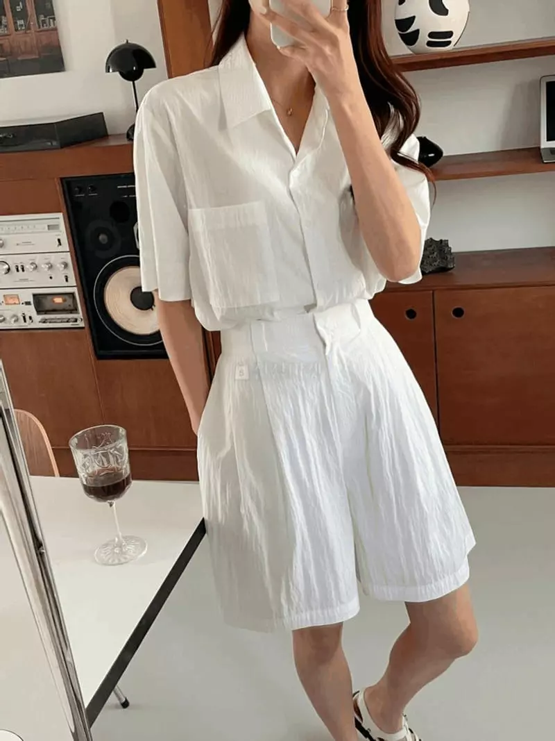 Tomato - Korean Women Fashion - #momslook - RN Short Sleeves Shirt - 2
