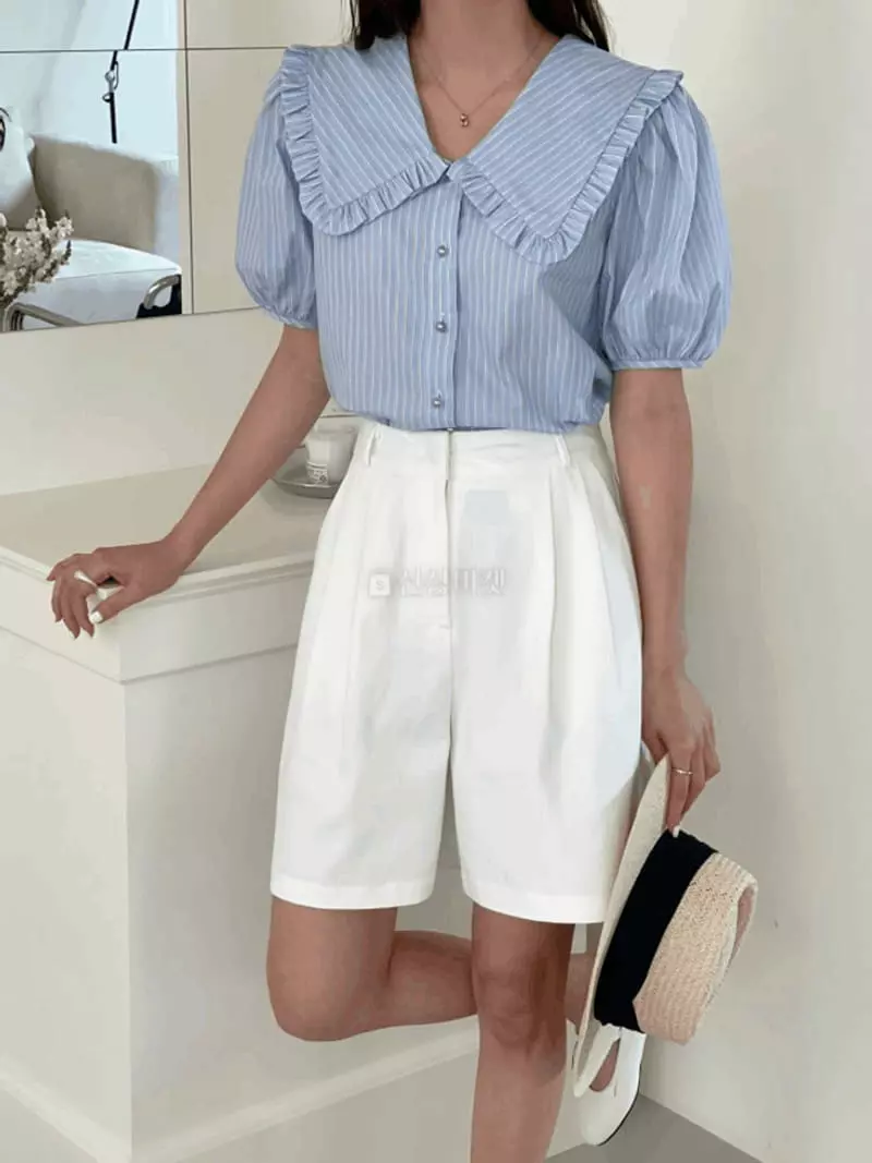Tomato - Korean Women Fashion - #thatsdarling - Frill Collar Blouse - 5