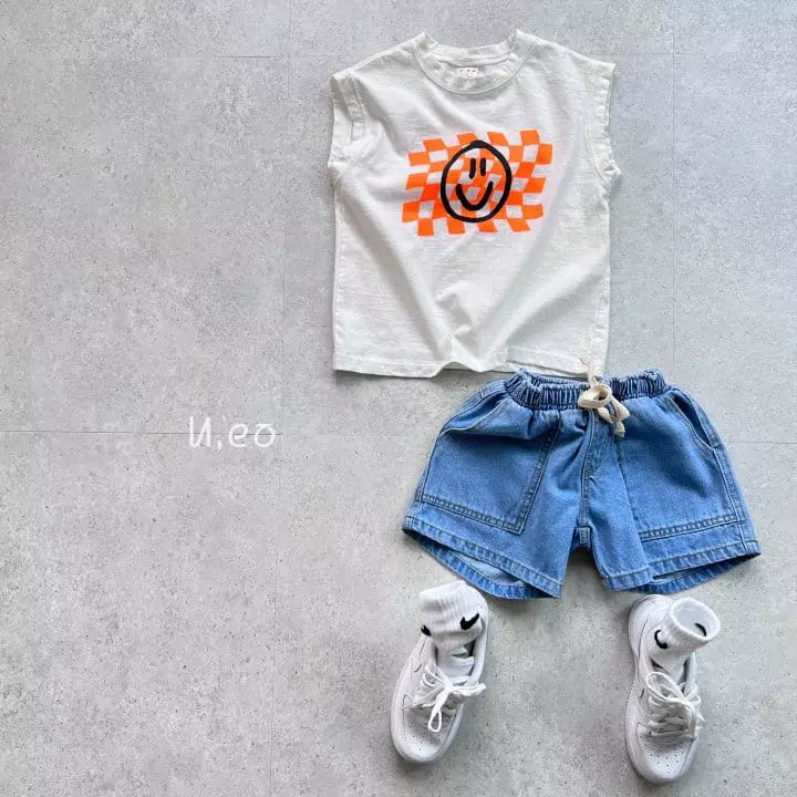 U Eo - Korean Children Fashion - #kidsshorts - Neon Smile Sleeveless - 7