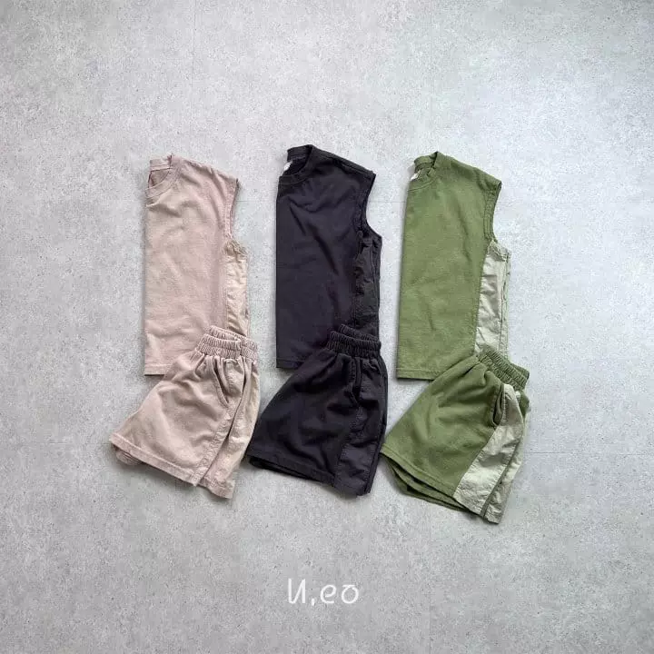 U Eo - Korean Children Fashion - #toddlerclothing - Jicgi Color Top Bottom Set - 2