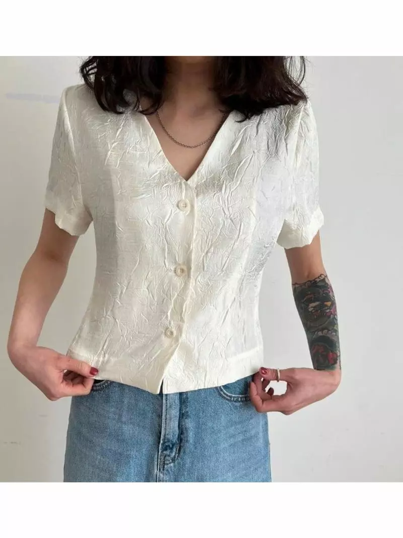 Unbalance - Korean Women Fashion - #momslook - Rinkle Blouse