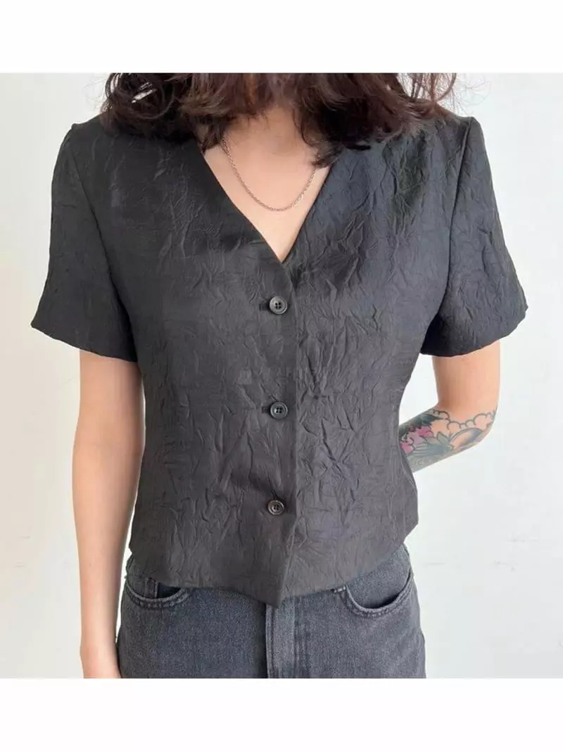 Unbalance - Korean Women Fashion - #momslook - Rinkle Blouse - 4