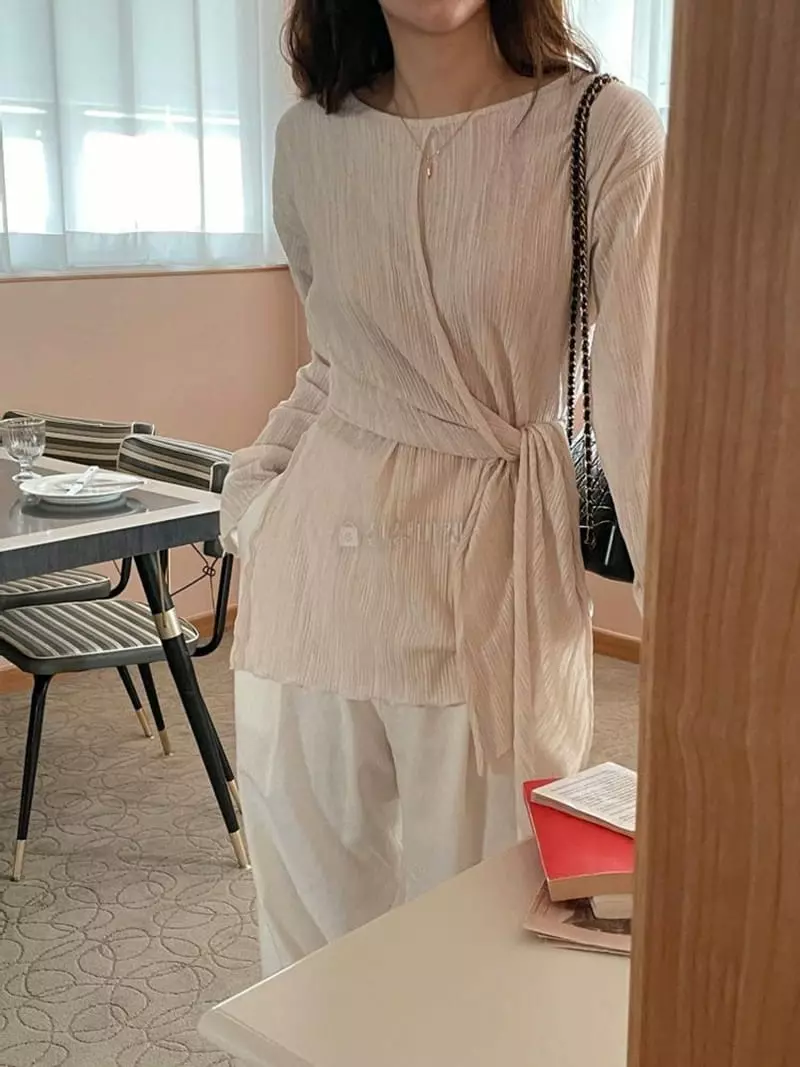 Und - Korean Women Fashion - #pursuepretty - Wrap Wrinkle Tee