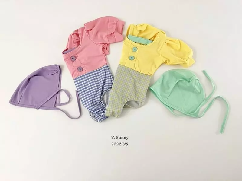 V Bunny - Korean Children Fashion - #stylishchildhood - Puff Swimwear with Hat - 4