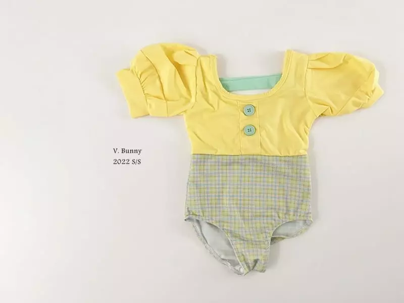 V Bunny - Korean Children Fashion - #designkidswear - Puff Swimwear with Hat - 6