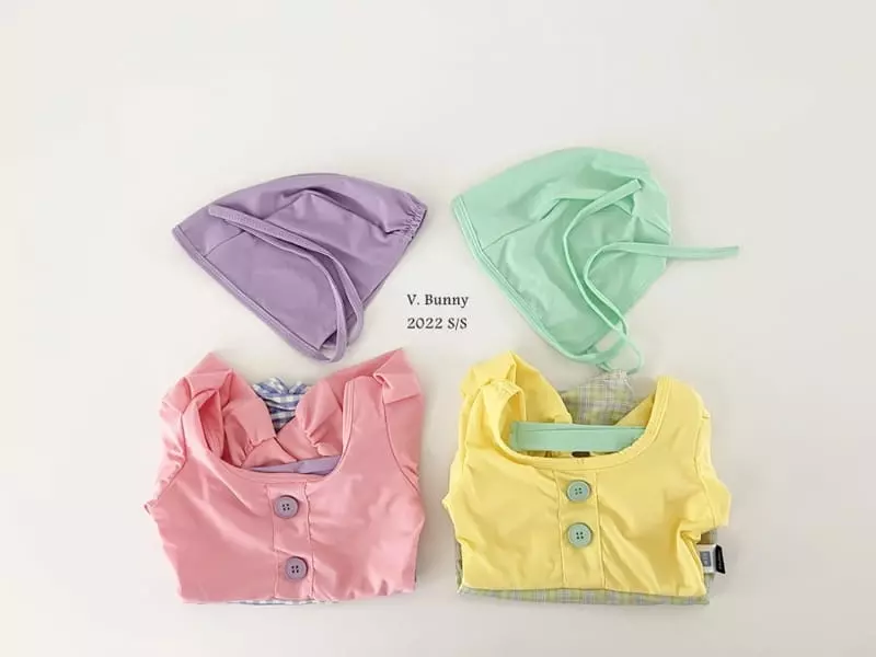 V Bunny - Korean Children Fashion - #fashionkids - Puff Swimwear with Hat - 8