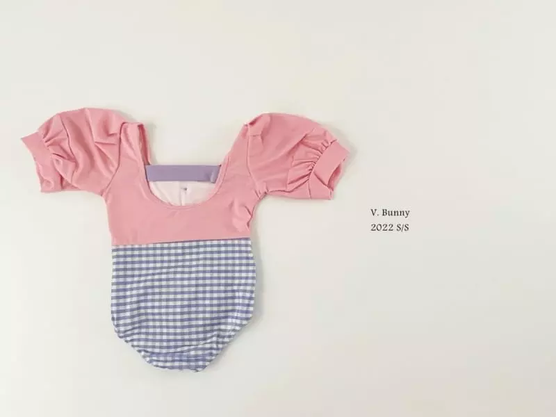 V Bunny - Korean Children Fashion - #toddlerclothing - Puff Swimwear with Hat - 2