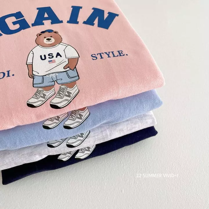 Vivid I - Korean Children Fashion - #childofig - Again Bear Top Bottom Set - 6