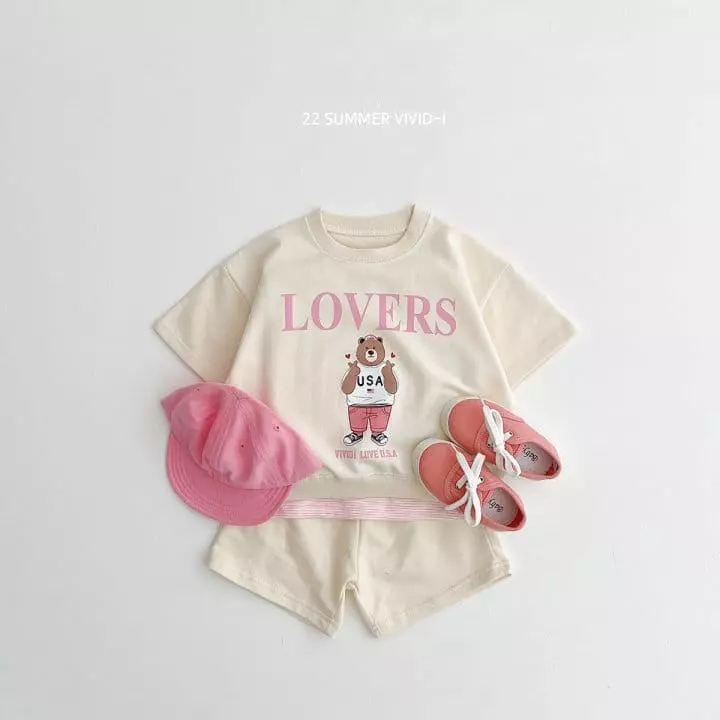 Vivid I - Korean Children Fashion - #childofig - Heart Bear Top Bottom Set