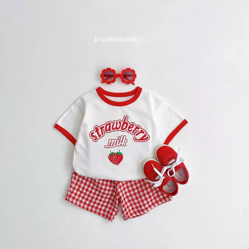 Vivid I - Korean Children Fashion - #childofig - Fruit Check Top Bottom Set - 6