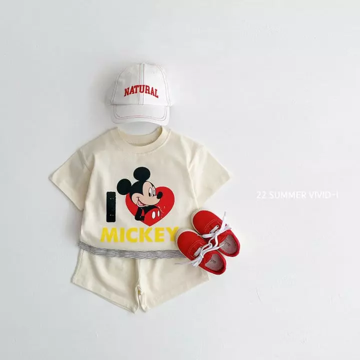Vivid I - Korean Children Fashion - #childofig - Mickey Love Top Bottom Set - 3
