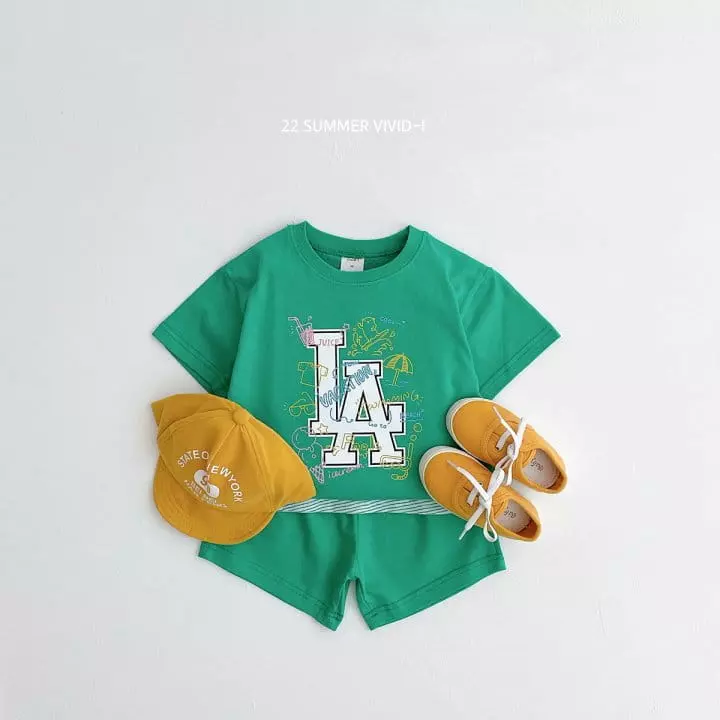 Vivid I - Korean Children Fashion - #childofig - Summer LA Top Bottom Set - 2