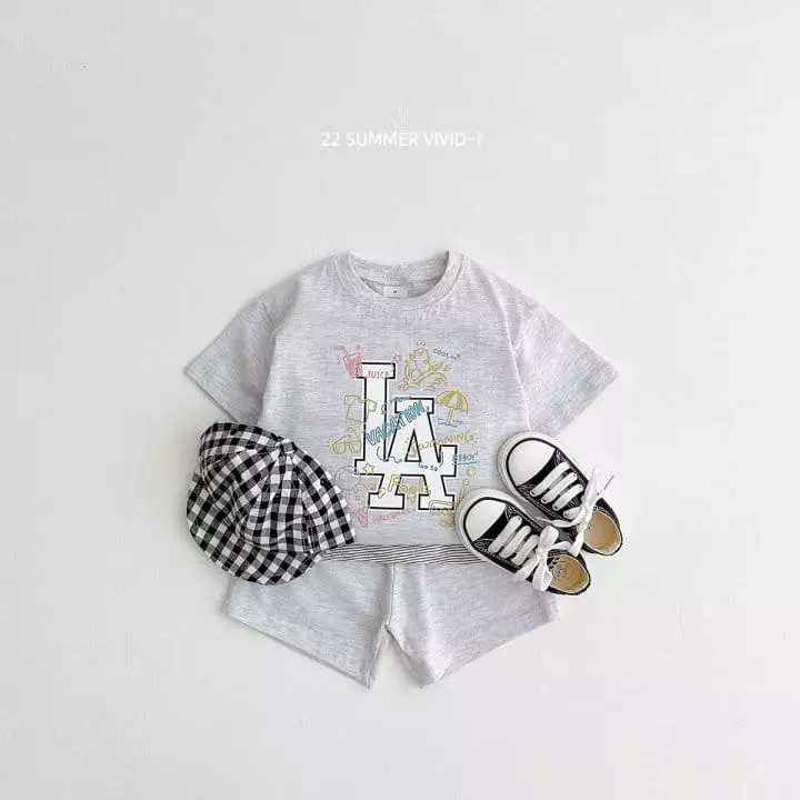 Vivid I - Korean Children Fashion - #childofig - Summer LA Top Bottom Set - 3