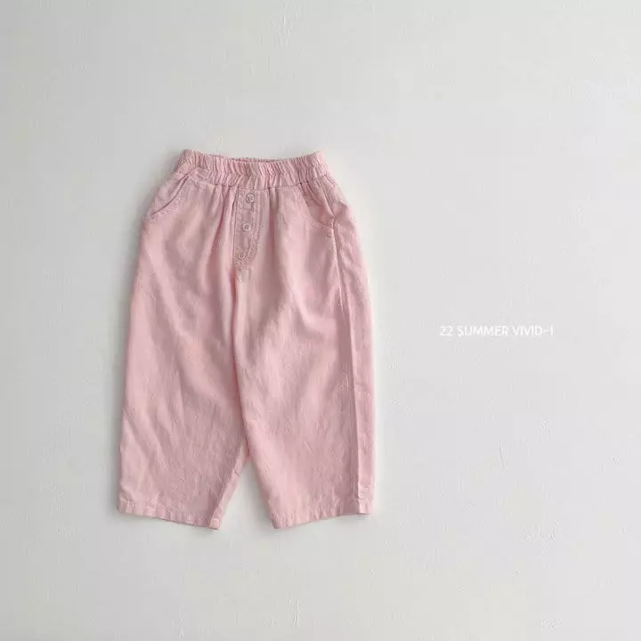 Vivid I - Korean Children Fashion - #childofig - Linen Button Pants - 10