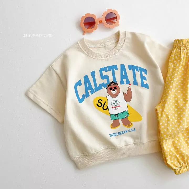Vivid I - Korean Children Fashion - #childofig - Surfing Bear Top Bottom Set - 4