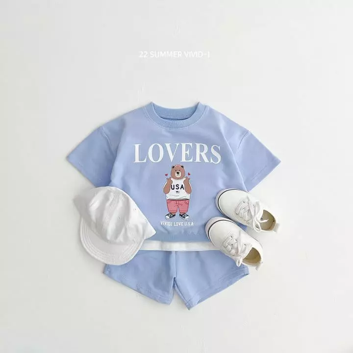 Vivid I - Korean Children Fashion - #childrensboutique - Heart Bear Top Bottom Set - 2