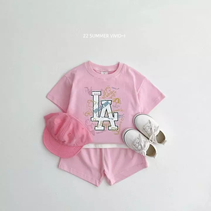 Vivid I - Korean Children Fashion - #childofig - Summer LA Top Bottom Set - 4