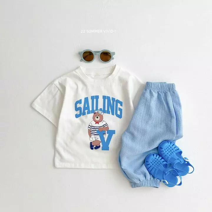 Vivid I - Korean Children Fashion - #childrensboutique - Marine Bear Top Bottom Set - 4