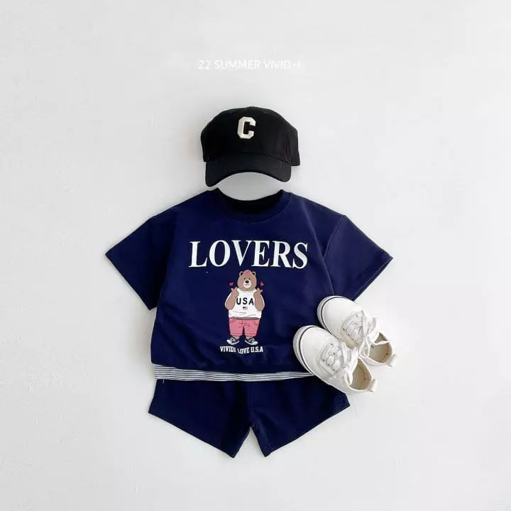 Vivid I - Korean Children Fashion - #designkidswear - Heart Bear Top Bottom Set - 3