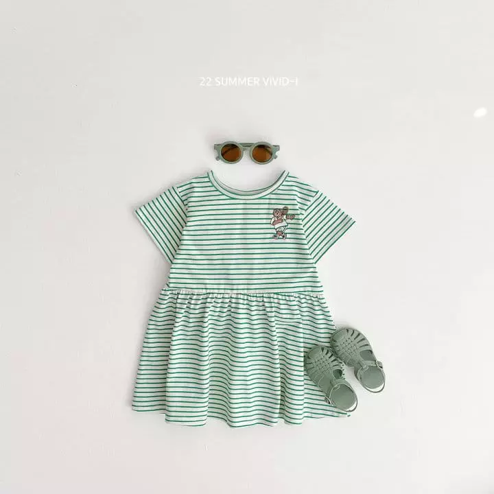 Vivid I - Korean Children Fashion - #designkidswear - Stripes Bear One-piece - 2